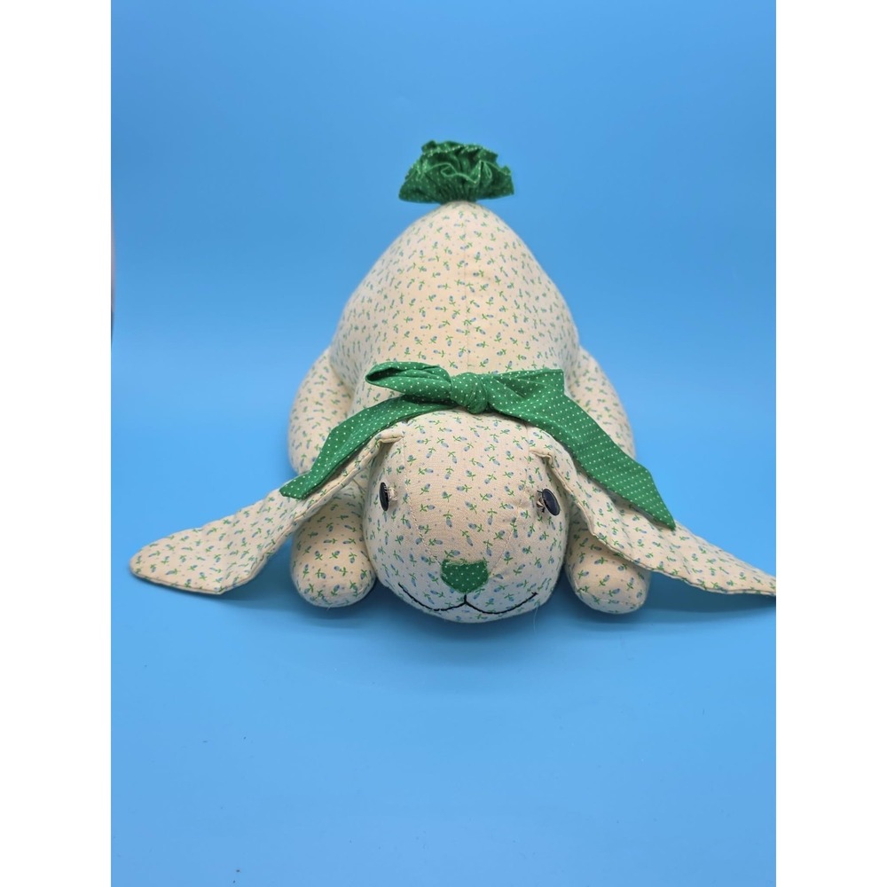 Vintage Handmade Stuffed Floppy Ear Bunny Rabbit Green Grandmacore